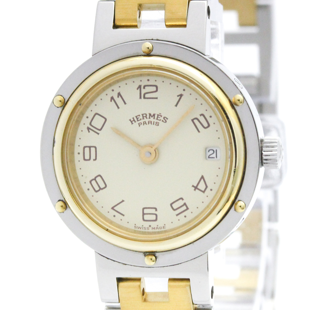 HERMES Clipper Gold Plated Steel Ladies Watch Polished